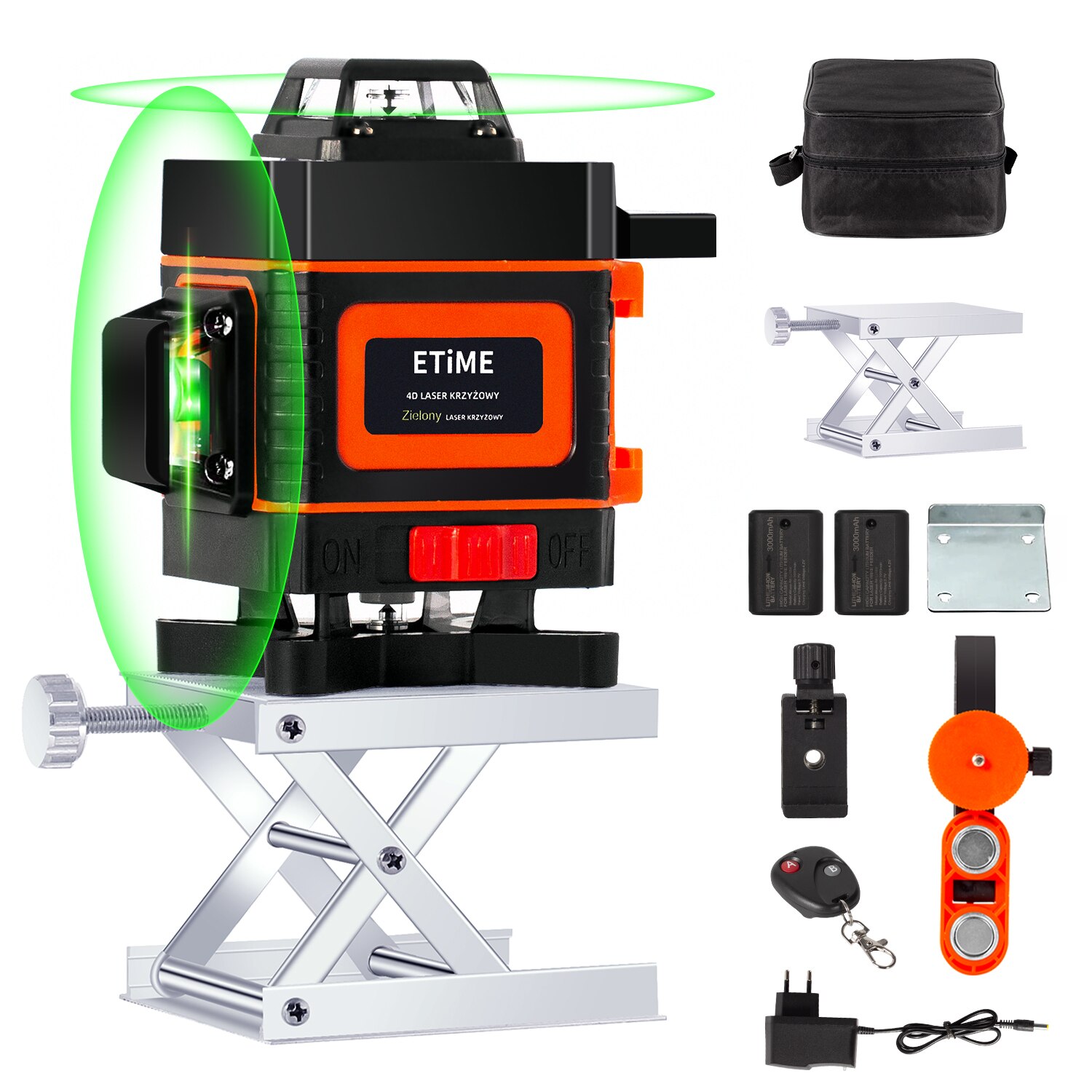 Etime Nivela Laser 4D, Etime, 16 Linii, Lumina verde, 4x360°, Negru - eMAG.ro