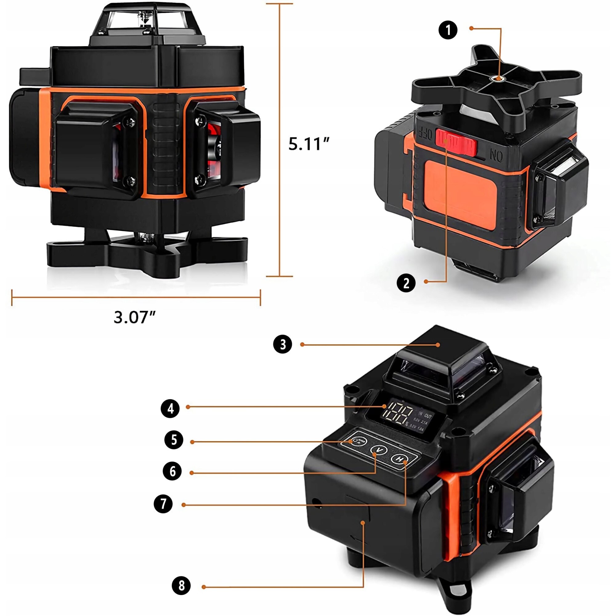 Etime Nivela Laser 4D, Etime, 16 Linii, Lumina verde, 4x360°, Negru - eMAG.ro