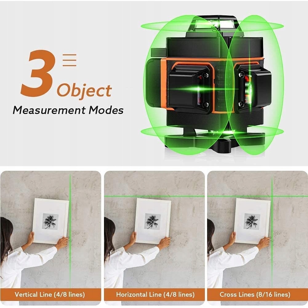 Etime Nivela Laser 4D, Etime, 16 Linii, Lumina verde, 4x360°, Negru - eMAG.ro
