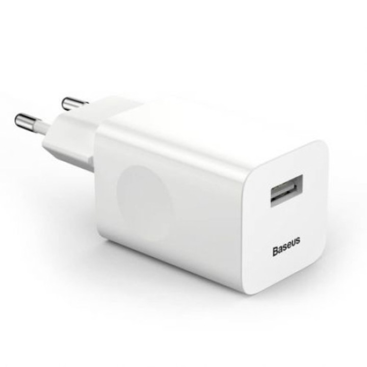 Зарядно устройство Baseus CCALL-BX02, Quick charge 3.0 USB, За телефон, таблет и др., 25W, Без кабел, Бяло