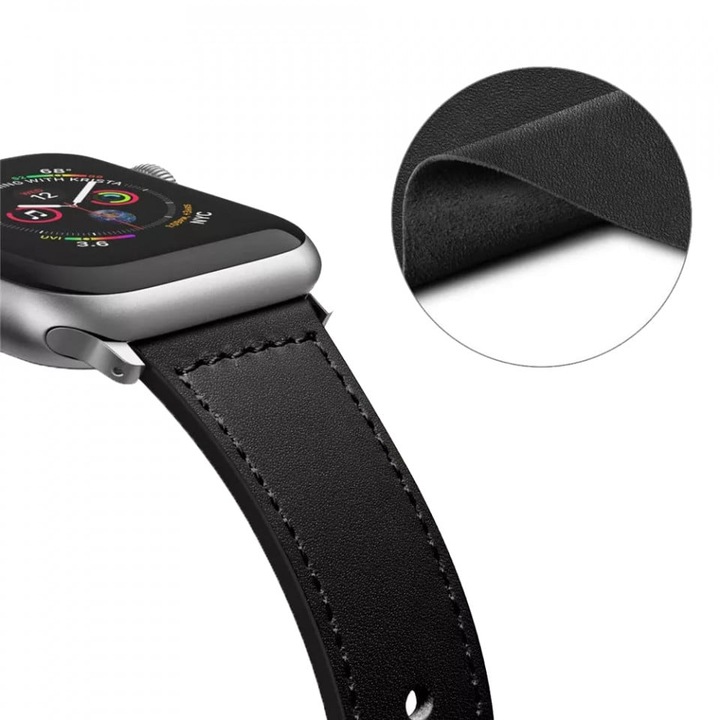 Мъжка каишка за Apple Watch 1/2/3/4/5/6/7/8/9/SE/SE 2 (38/40/41mm) - Techsuit Watchband (W033) - Черен
