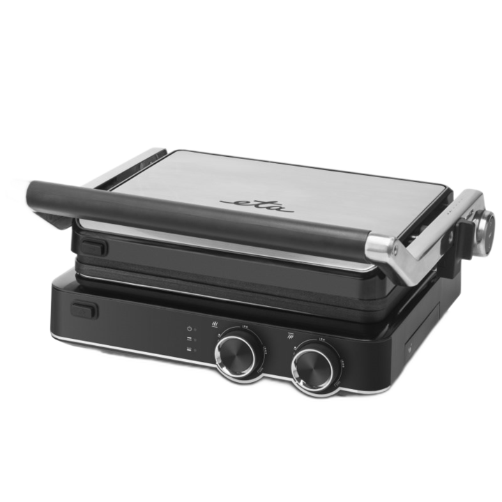 Gratar electric ETA GrilChef 5156, 2000 W, otel inoxidabil, deschidere la 180 de grade, 2 termostate