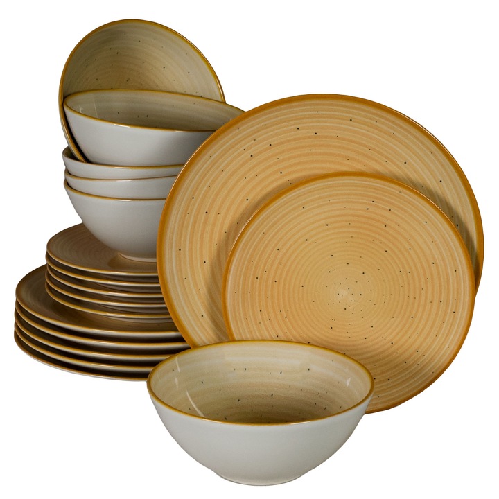 Set Complet Serviciu De Masa, Sonne, 18 piese, German Quality, Portocaliu