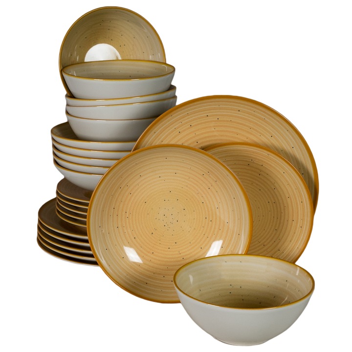 Set Complet Serviciu De Masa, Sonne, 24 piese, German Quality, Portocaliu