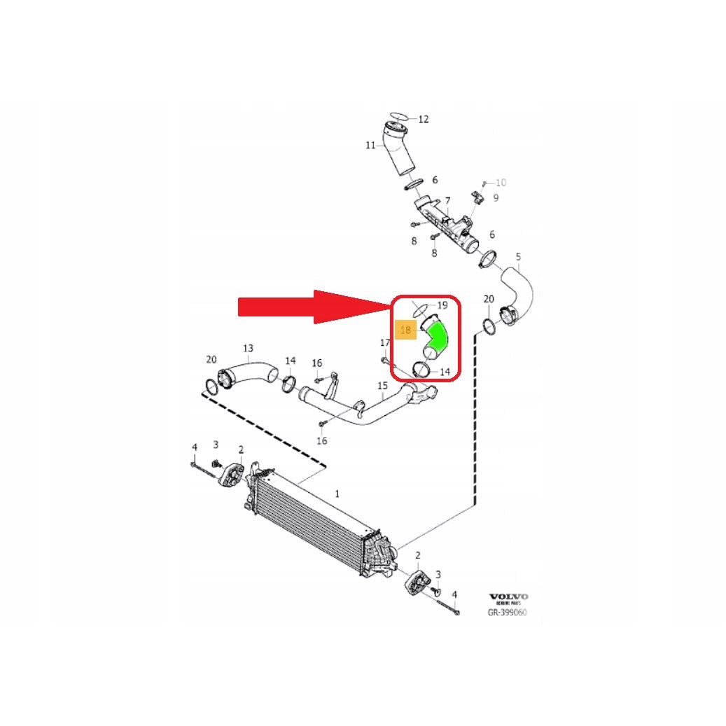 Furtun aer intercooler, Turborury, Volvo S60 S80 S90 V60 V60 Xc V70