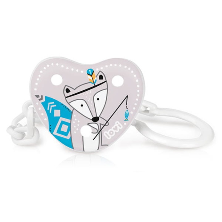 Lant pentru suzeta, Lovi, Indian Summer, Plastic, Alb/Gri