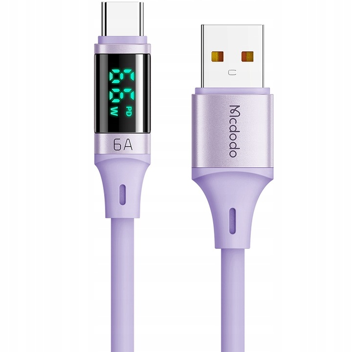 Mcdodo telefonkábel, USB TYPE C, 5A, 66W, USB-ről USB-C QC 4.0-ra, Samsung, Apple, Huawei, Xiaomi, OPPO 1.2M, Ibolya