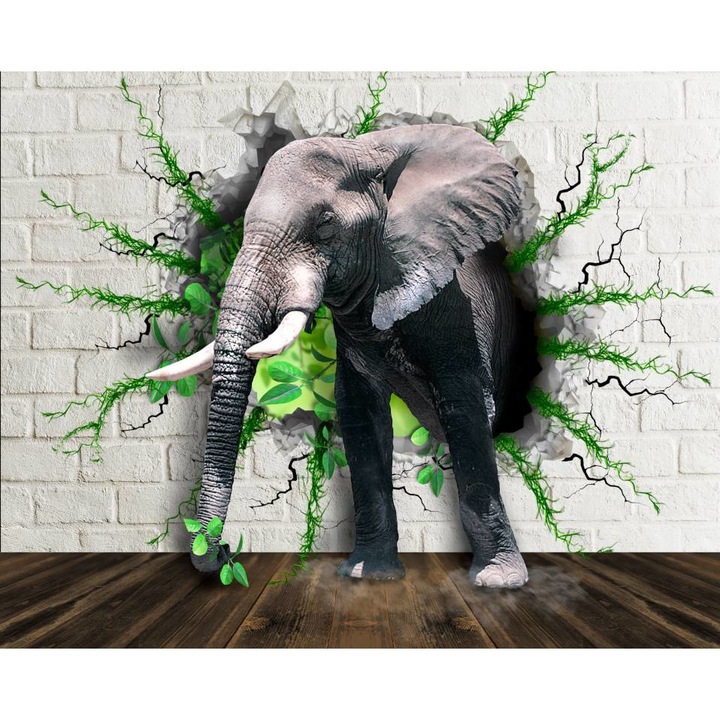 Öntapadó PVC tapéta - Absztrakt Tigris és Elefánt, 100 x 150 cm