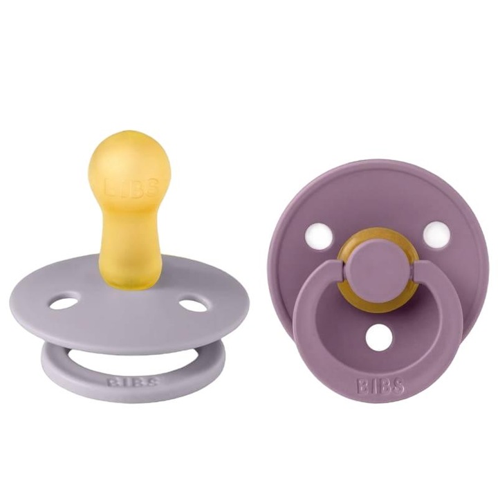 Set 2 suzete, Bibs, Cauciuc, 6-12 luni, Gri/mov