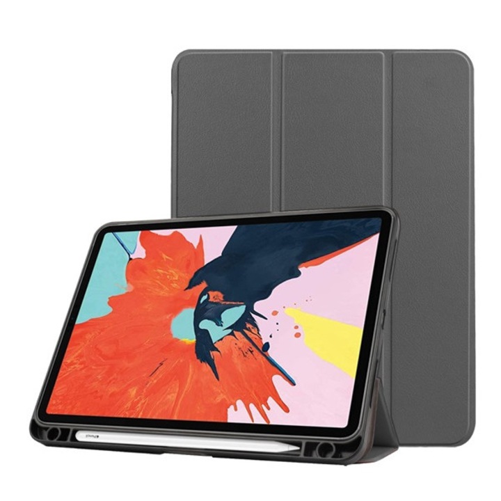 Tok Álló, Bőr Hatású (Aktív Flip, Oldalra Nyíló, Trifold Asztali Tartó Funkció, Apple Pencil Tartó) Szürke Apple Ipad Air 2020 (Air 4), Apple Ipad Air 2022