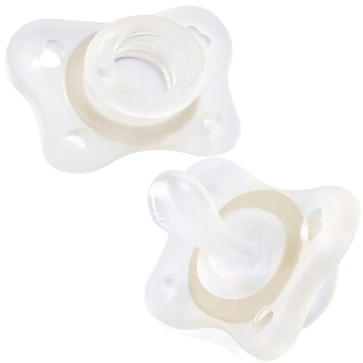 Комплект 2 бр залъгалки, Chicco, Силикон, Бял