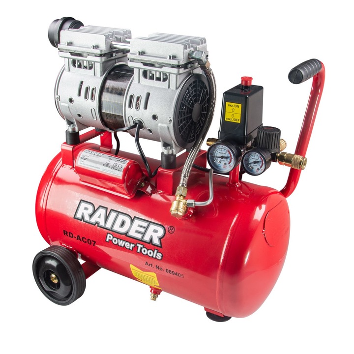 Въздушен безмаслен компресор Raider RD-AC07, 24L, 0.75kW, тих