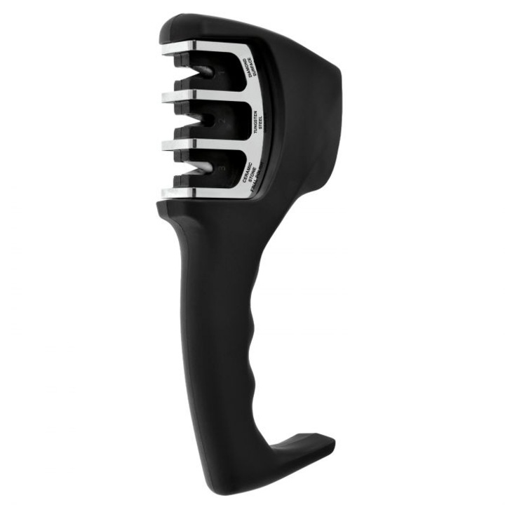 Dispozitiv pentru ascutit cutite 3 in 1 BergHOFF Essentials, ABS, Negru