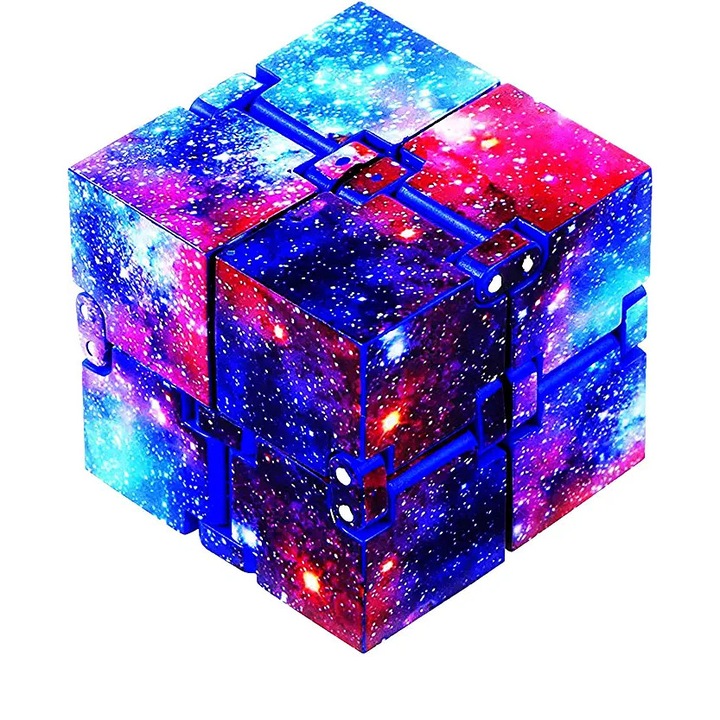 Cub rubik senzorial, Jucarii pentru ameliorarea stresului si a anxietatii,4x4x4 cm, Cer instelat, Multicolor