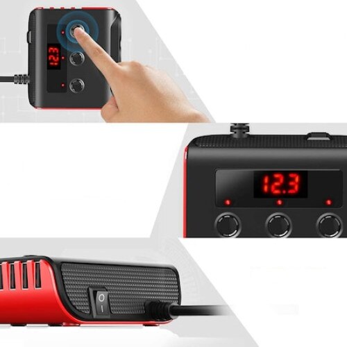 Адаптер за многогнездо за кола 100W 3x контакт за кола, 4 x USB 3.6A ...