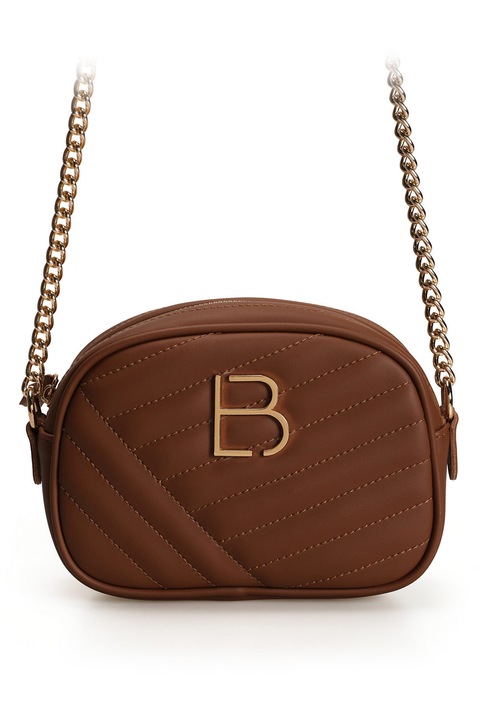 Lucky Bees, Geanta crossbody matlasata de piele ecologica, Maro