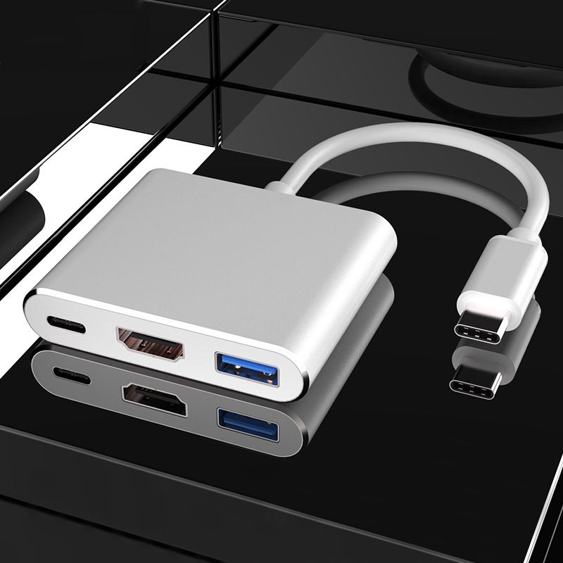 Hub 3 In 1 Hub 3 in 1, USB-C - HDMI 4K/USB 3.1/USB-C, Aluminiu, 15 cm, Argintiu ...