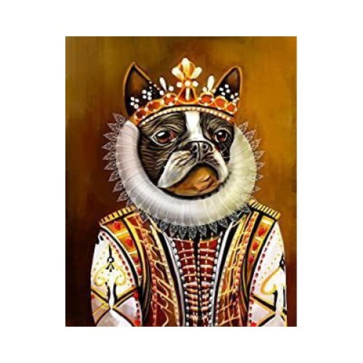 Set creativ tablou 5D cu cristale, Catel roial, 40x50 cm, Multicolor