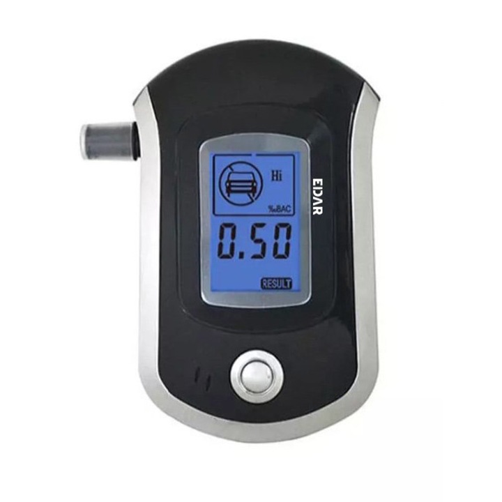 Digitális alkoholmérő, EDAR, professzionális hordozható alkoholmérő, 0,01%-os BAC pontosság, 5 szájrész, LCD kijelző, fekete