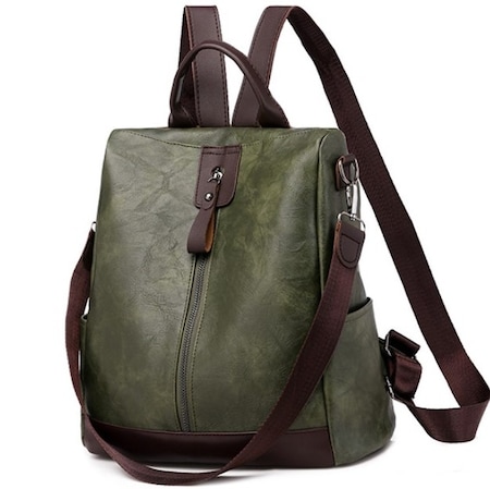 Rucsac dama, de tip geanta, Freeland B920, Antifurt, Verde