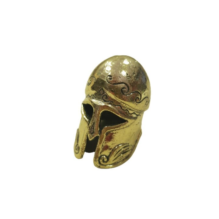 Ahelos szobrocska, sisak, fém, arany, 4 cm