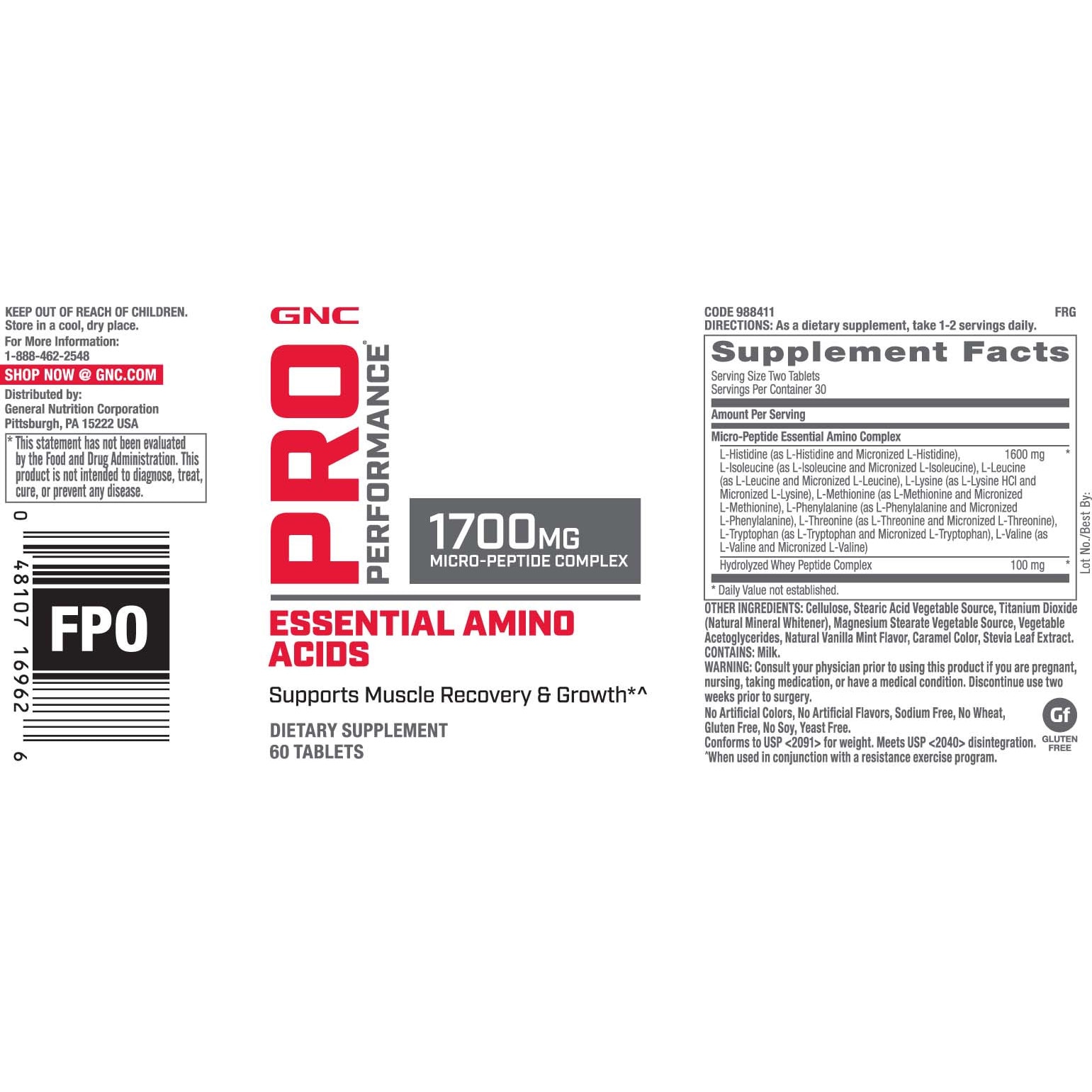 GNC Pro Performance Essential Amino Acids, 60 Tablete eMAG.ro