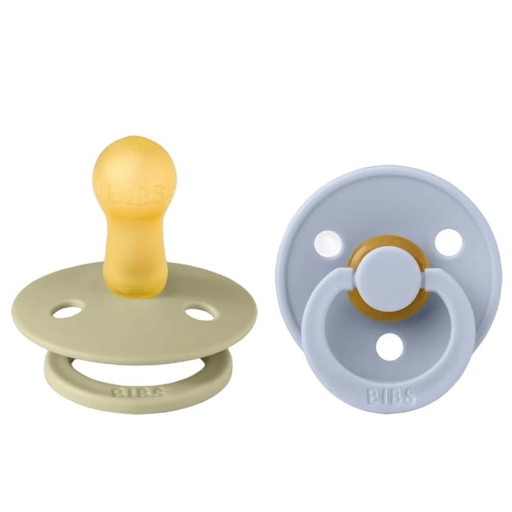 Set 2 suzete, Bibs, Cauciuc, 6-12 luni, Verde kaki/bleu