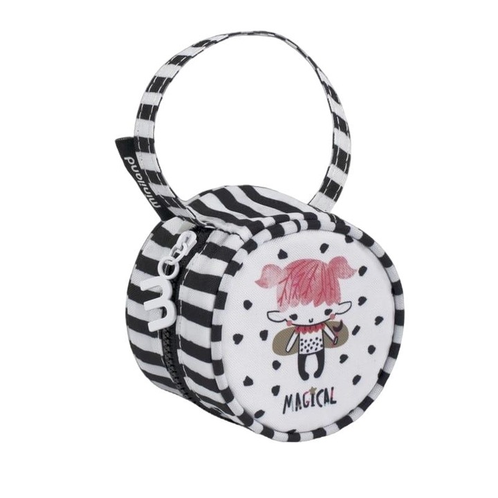 Кутия с дръжка за залъгалка, Miniland, Magical, Материал текстил, Бяло/Черно