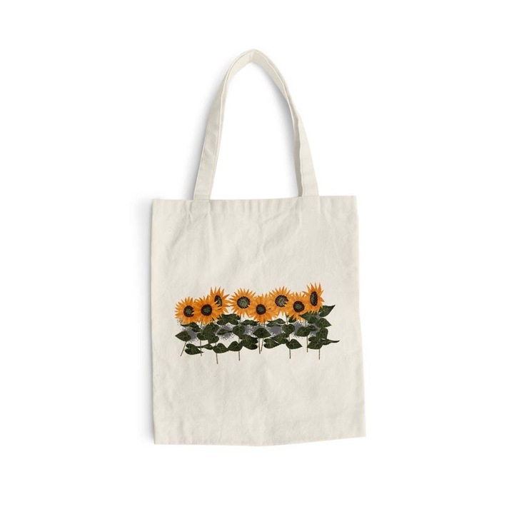 Hosszúfülü pamut bevásárló szatyor, Sunflowers, 38×42 cm, VA112