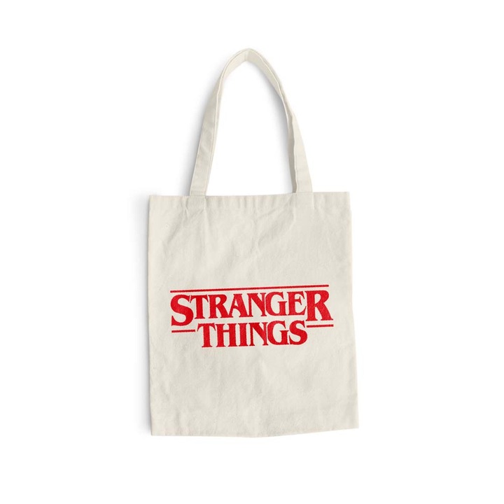 Hosszúfülü pamut bevásárló szatyor, Stranger Things, 38×42 cm, VA180