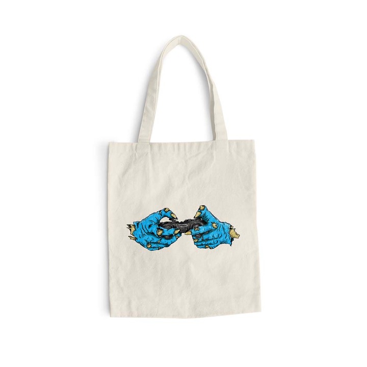 Sacosa bumbac pentru cumparaturi cu manere lungi, Gaming, 38×42 cm, VA220