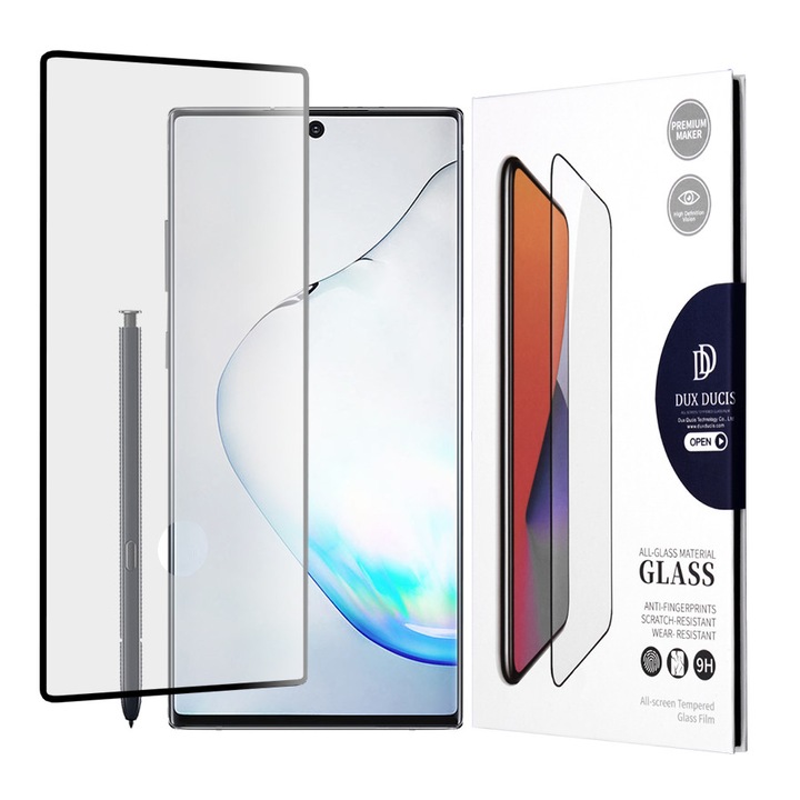 Folie protectie sticla pentru Samsung Galaxy Note 10 Plus, Dux Ducis Tempered Glass, Negru