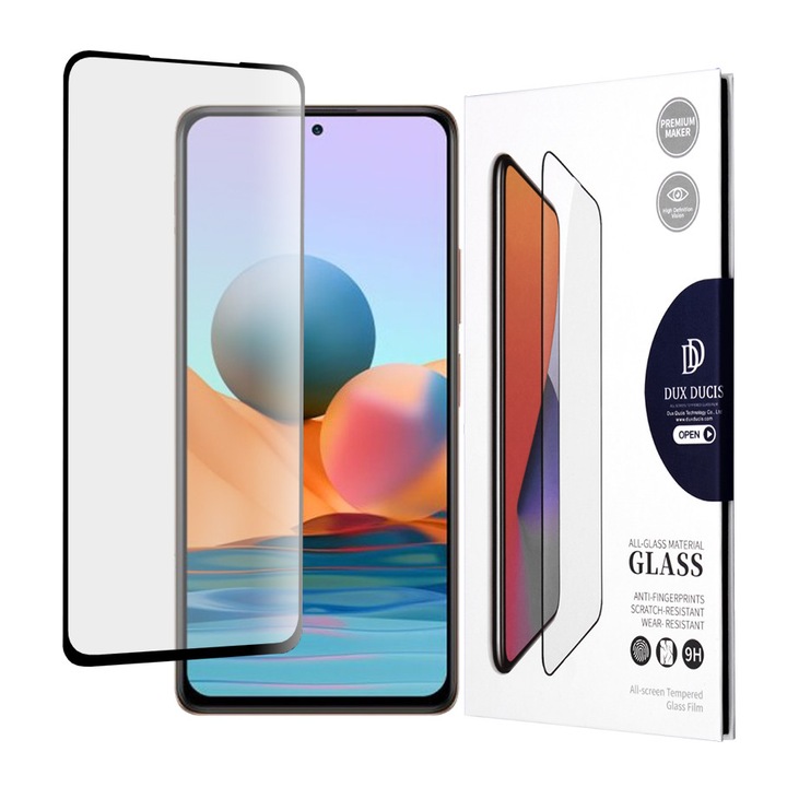Fólia Xiaomi Redmi Note 10 Pro / Note 10 Pro Max készülékekhez, Dux Ducis edzett üveg, fekete