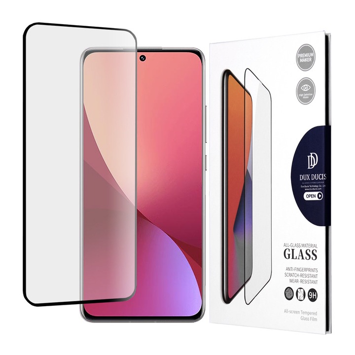 Fólia Xiaomi 12 / 12X, Dux Ducis Tempered Glass, fekete