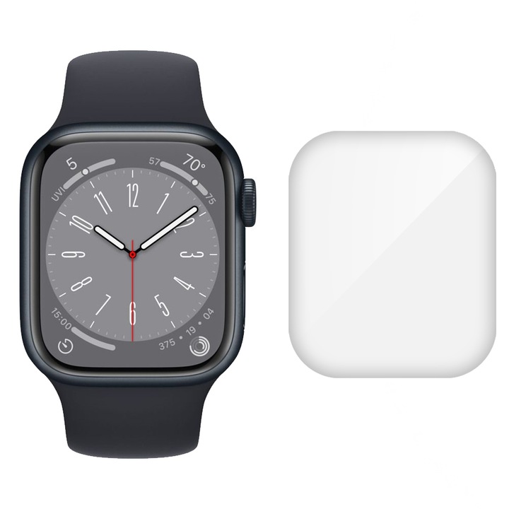 3 db SILKASE fólia készlet Apple Watch 8-hoz 45 mm, szilikon, megújuló, teljes kijelzős