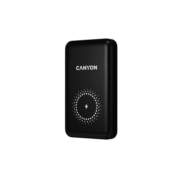 Acumulator extern Canyon PB-1001, 10000 mAh, Tehnologie Smart IC, Incarcare magnetica, Negru