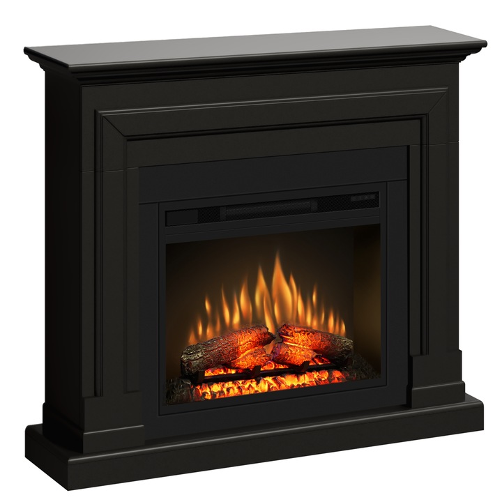 ECOFLAME PRO Barcelona fekete kandalló, 23 hüvelykes 3D láng színes témákkal, infravörös fűtéssel és hanggal