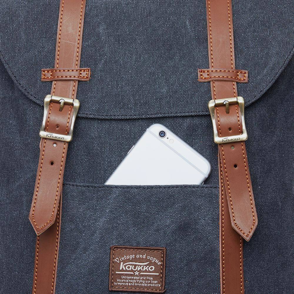 Rucsac laptop, Kaukko, Nylon/Poliester, 43x28x15 cm, Negru/Gri