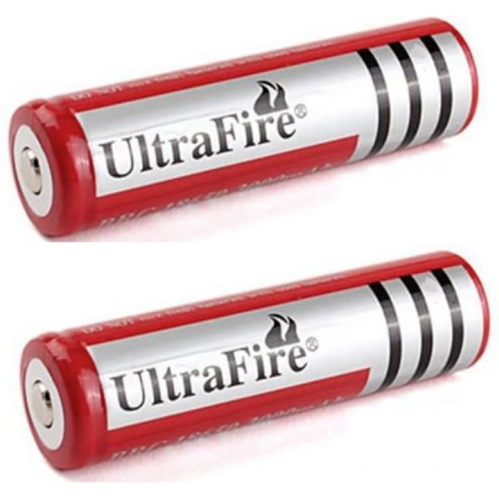 Set 2 Acumulatori UltraFire 18650 4200 mAh 3.7V rosii