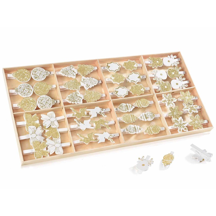 Комплект от 48 дървени украшения за елха 42x20.5x2 см