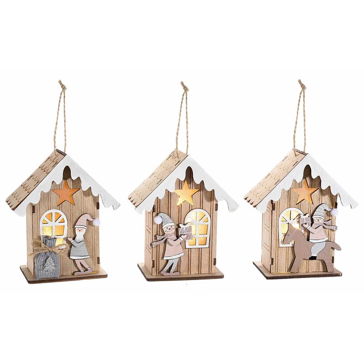 Set 3 ornamente brad cu led 12x7x14 cm