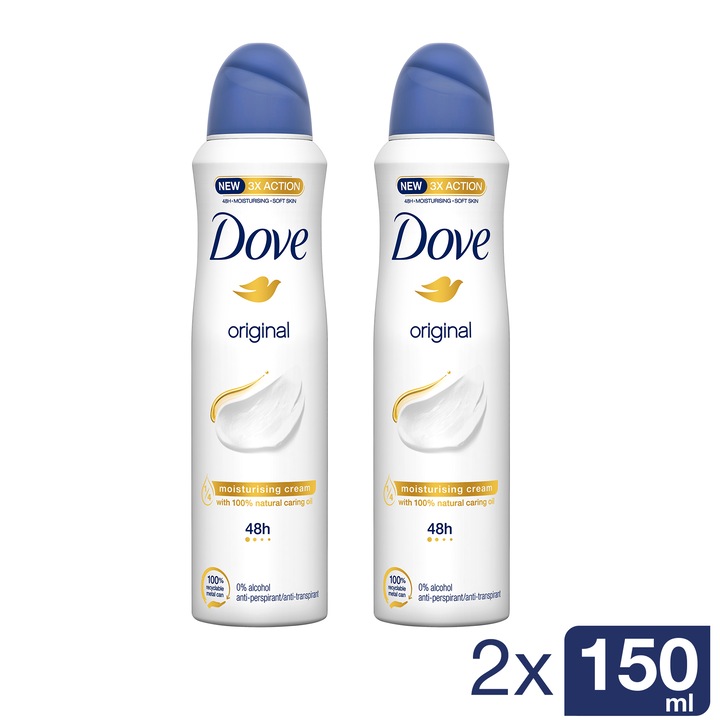 Комплект дезодорант Спрей Dove Original, 2 броя, 150 мл