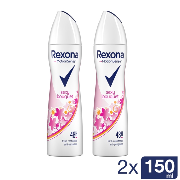Pachet x2 Deodorant antiperspirant spray Rexona Sexy Bouque, 150 ml