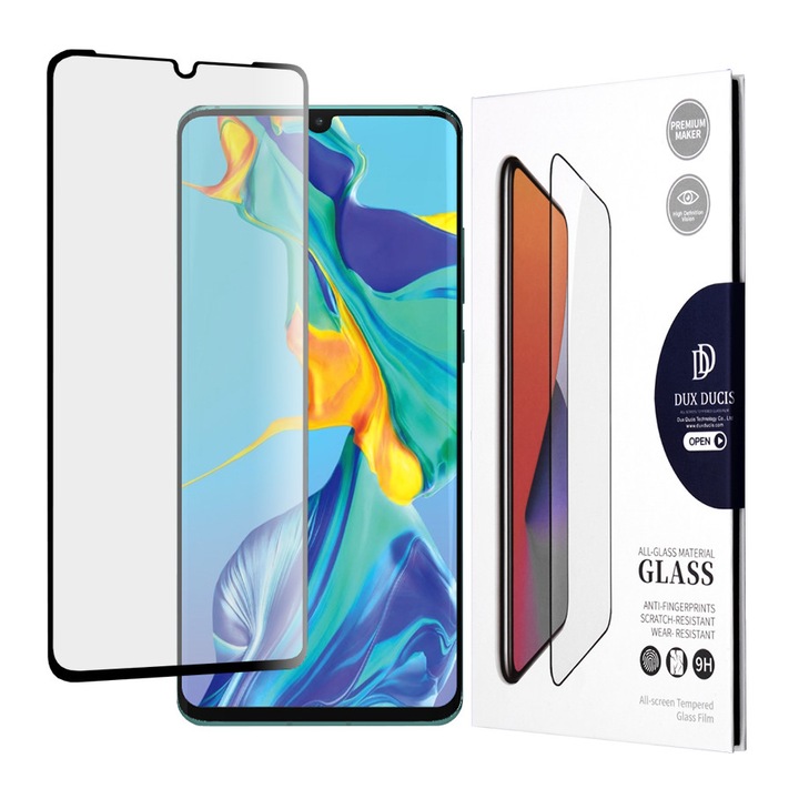 Fólia Huawei P30 Pro / P30 Pro új kiadáshoz, Dux Ducis edzett üveg, fekete