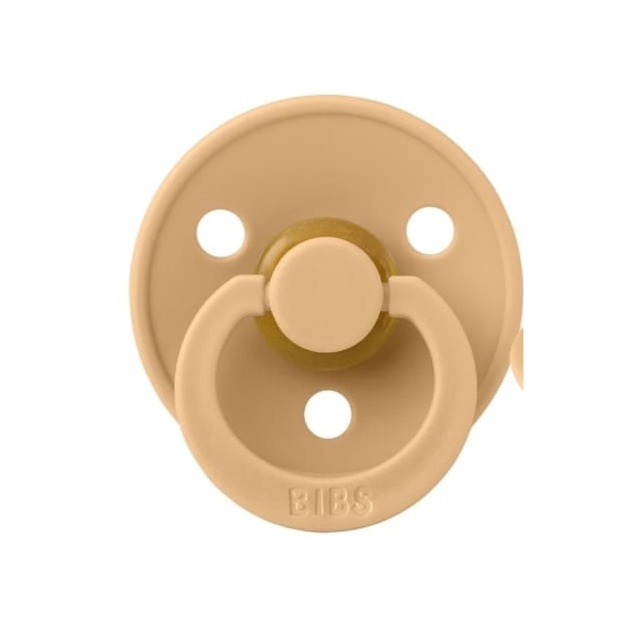 Залъгалка с кръгъл биберон, Лигавници, Гума, 0-6 месеца, Пясъчно бежово