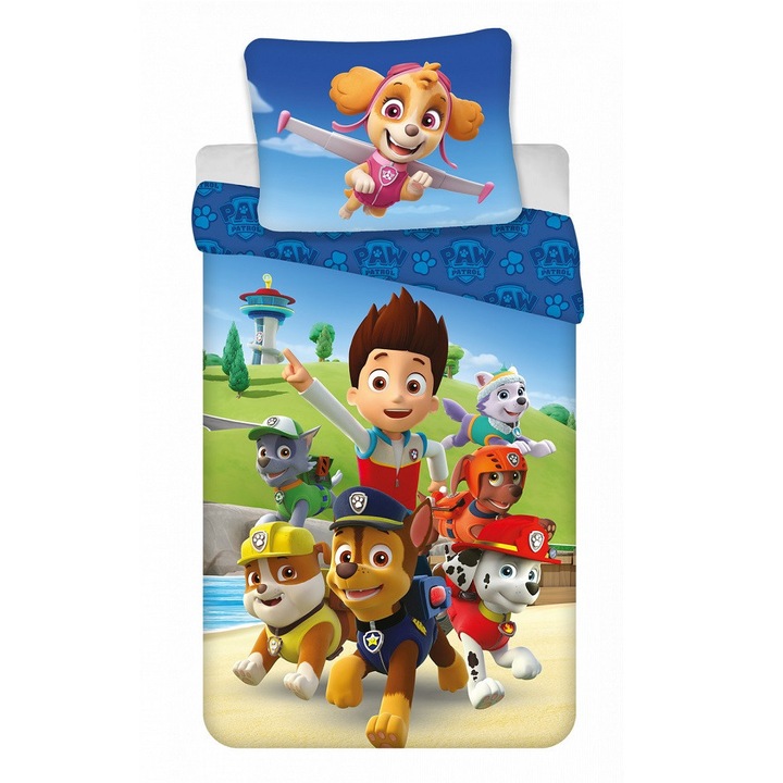 Детско Спално Бельо Пес Патрул Paw Patrol, 140х200 см, 100% микрофибър, Многоцветен