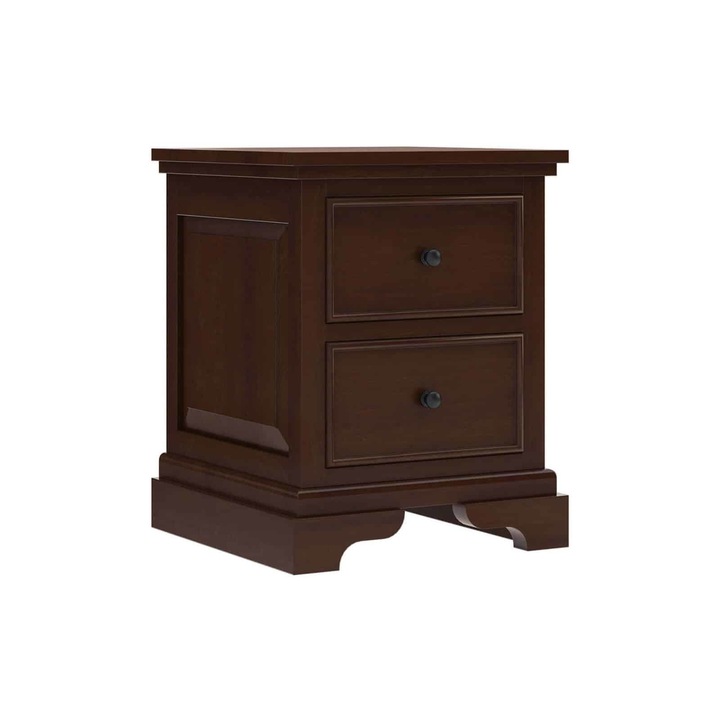 Noptiera Louis, Lemn masiv, mobarta, Nuc, 45x45x60cm