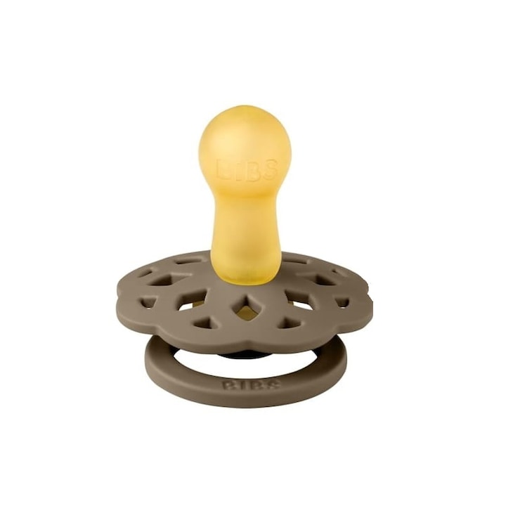 Suzeta cu tetina rotunda, Bibs, Cauciuc, 6-18 luni, Maro inchis