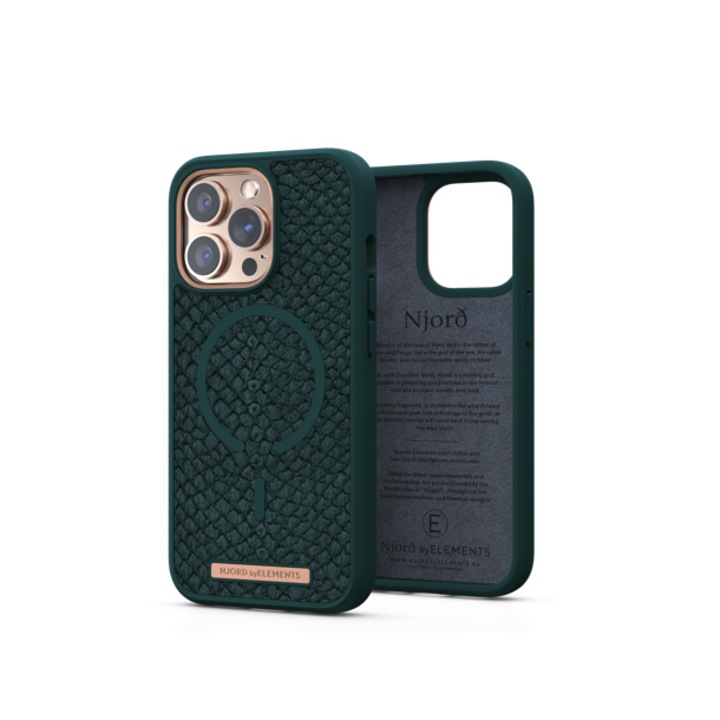 Husa de protectie Njord Jord pentru iPhone 13 Pro ,Verde inchis