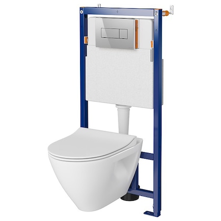 Pachet sistem incastrat Cersanit B606 Tech Line Opti + WC suspendat Mille Plus Clean ON + Capac duroplast, inchidere lenta, demontare rapida + Buton Opti A1, Crom lucios